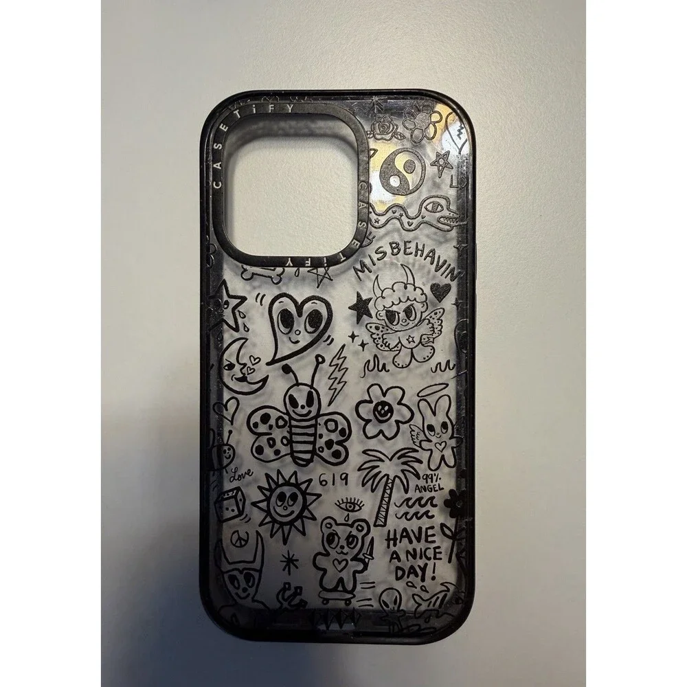 Casetify Misbehavin’ Impact Case for iPhone 14 Pro, Black - Karol G Style